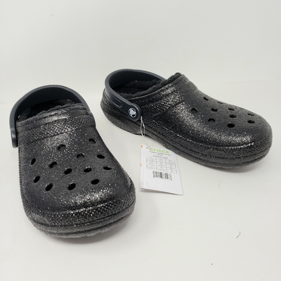 crocs black glitter